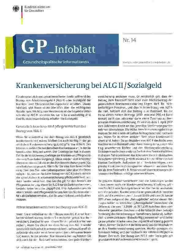 Vorschauseite 1: Krankenversicherung bei ALG II / Sozialgeld