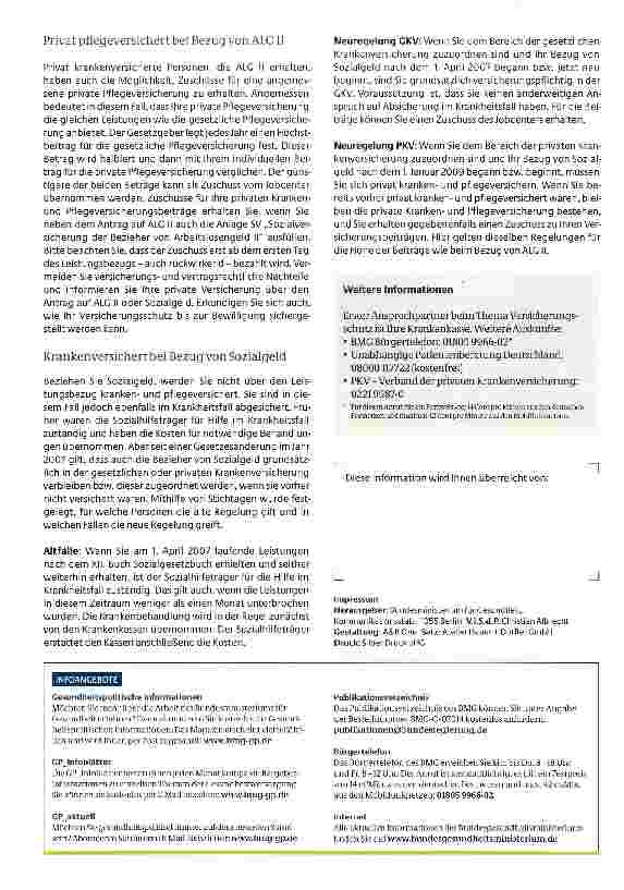 Vorschauseite 2: Krankenversicherung bei ALG II / Sozialgeld