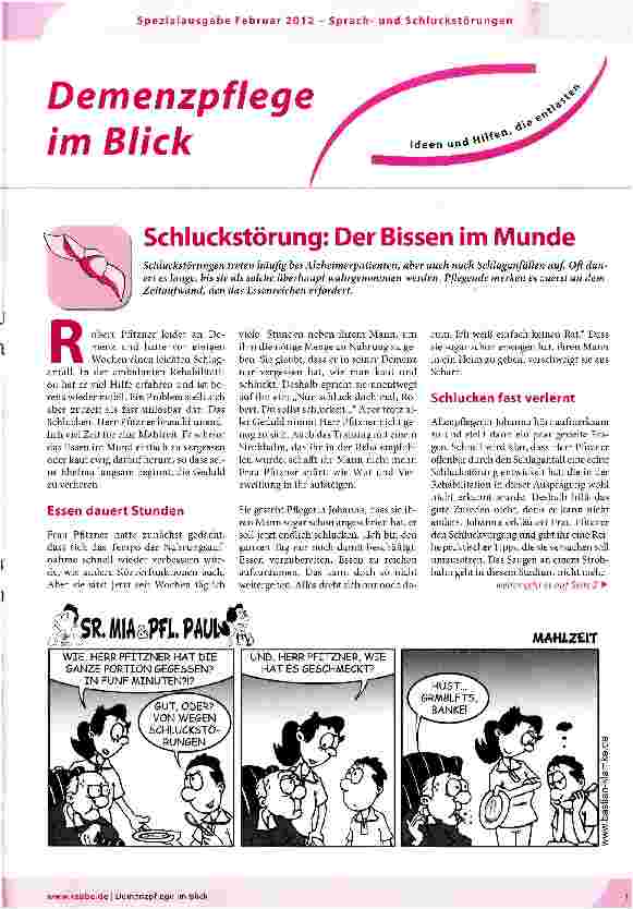 Vorschauseite 1: Schluckstörung: Der Bissen im Munde