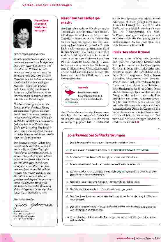 Vorschauseite 2: Schluckstörung: Der Bissen im Munde