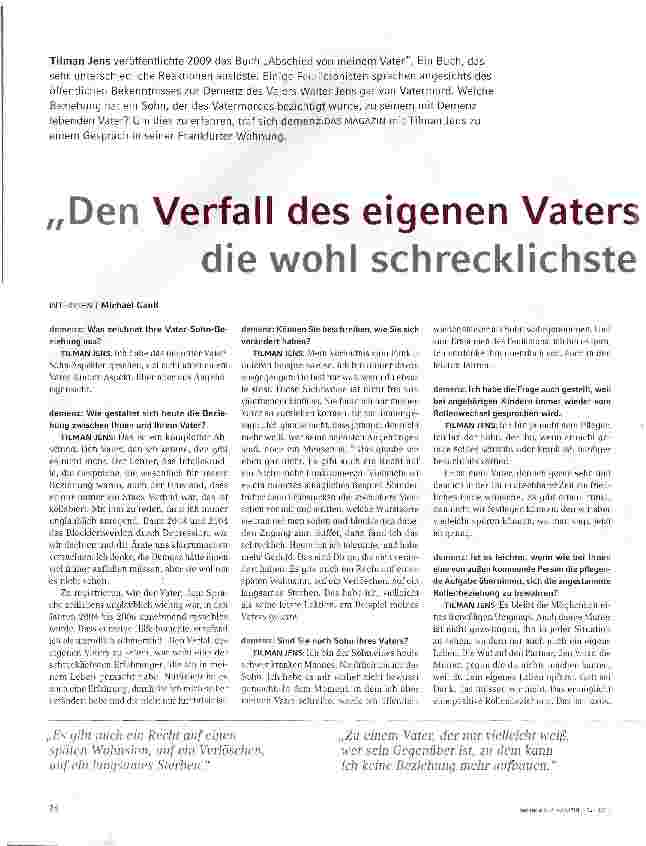 Vorschauseite 1: Den Verfall des eigenen Vaters zu sehen - die wohl schrecklichste Erfahrung meines Lebens