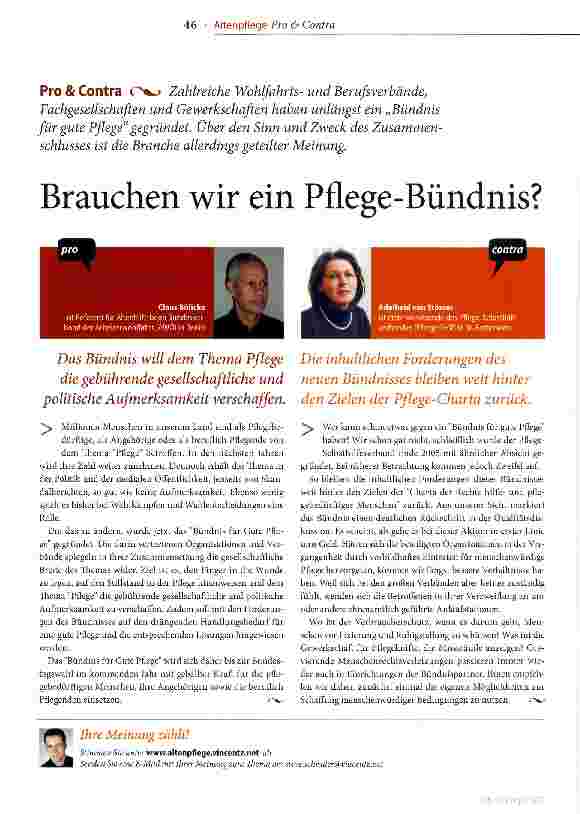 Vorschauseite 1: Brauchen wir ein Pflege-Bündnis?