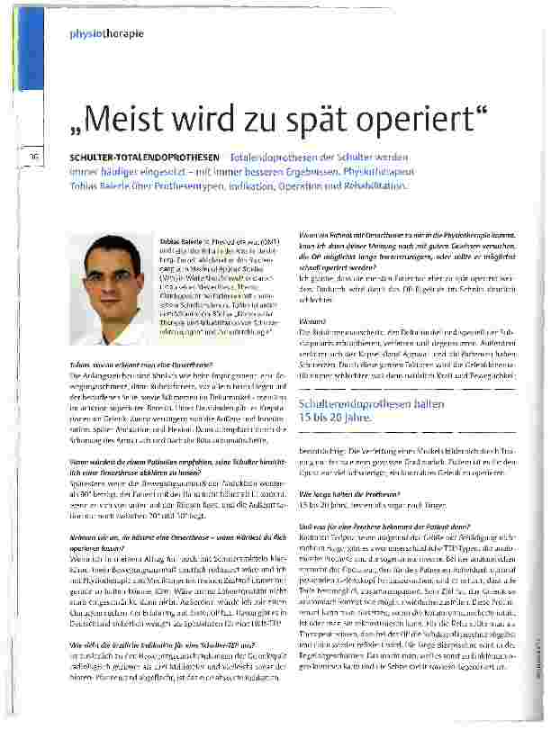 Vorschauseite 1: Meist wird zu spät operiert