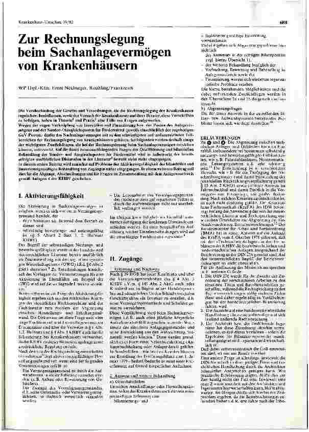 Vorschauseite 1: Zur Rechnungslegung beim Sachanlagevermögen von Krankenhäusern