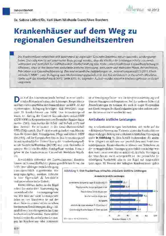 Vorschauseite 1: Krankenhäuser auf dem Weg zu regionalen Gesundheitszentren