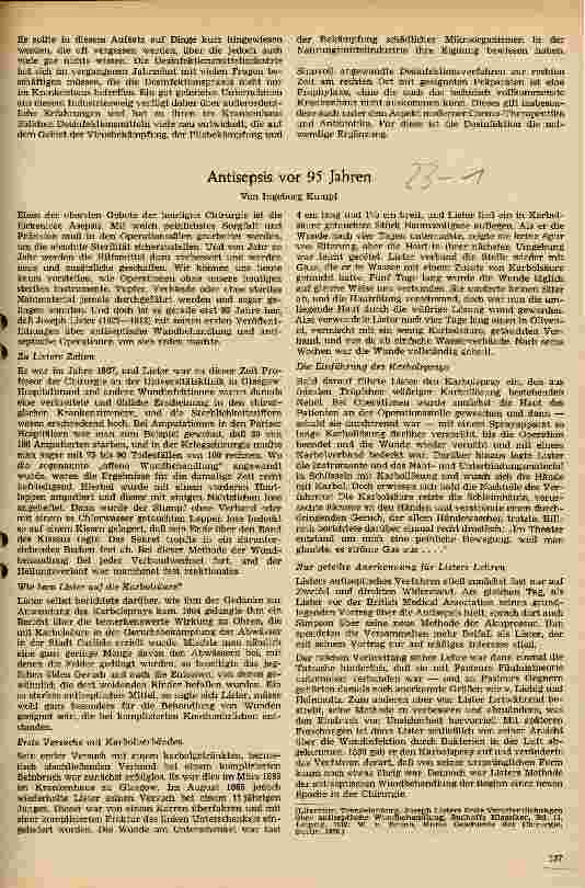 Vorschauseite 1: Antisepsis vor 95 Jahren