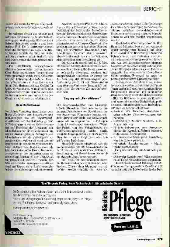 Vorschauseite 2: Be-wußt-los - 1. Essener Gespräch - 27. -28. 3. 1992