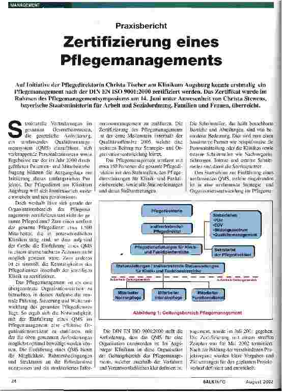 Vorschauseite 1: Praxisbericht: Zertifizierung eines Pflegemanagements
