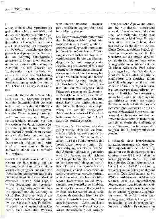 Vorschauseite 5: Karlsruhe erleichtert Werbung für Generika