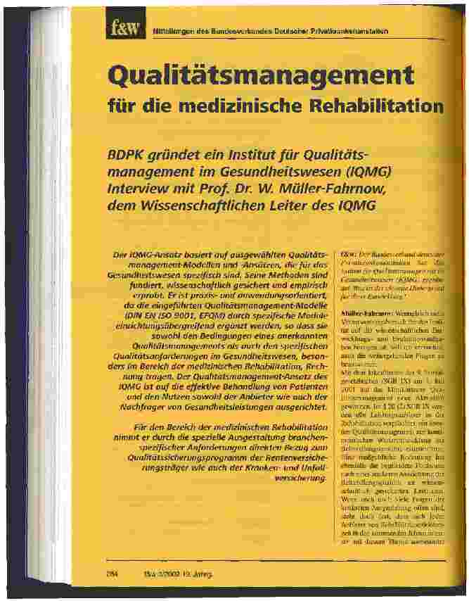 Vorschauseite 1: Qualitätsmanagement für die medizinische Rehabilitation