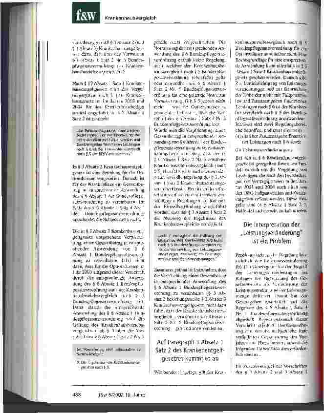Vorschauseite 3: Der Krankenhausvergleich gilt teilweise für Optionshäuser im Jahr 2003