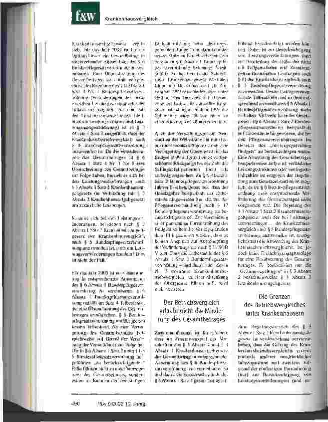 Vorschauseite 4: Der Krankenhausvergleich gilt teilweise für Optionshäuser im Jahr 2003