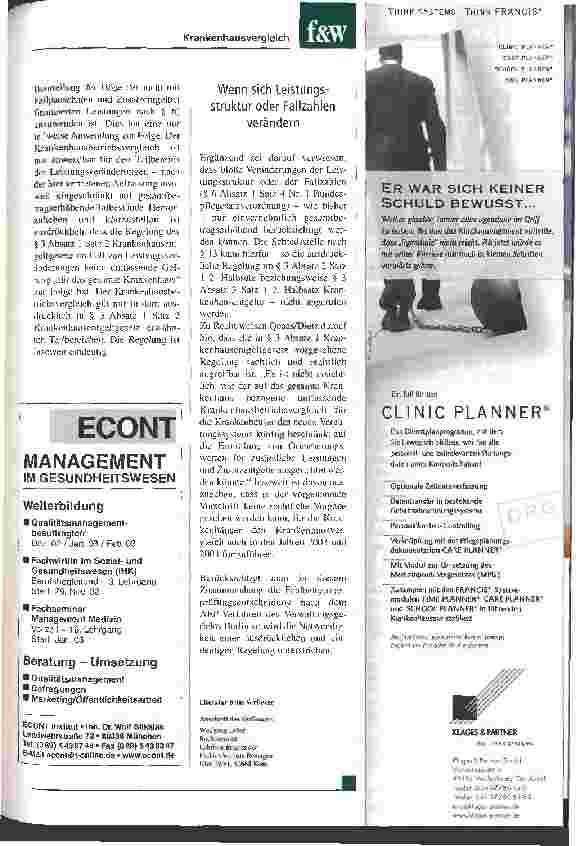 Vorschauseite 5: Der Krankenhausvergleich gilt teilweise für Optionshäuser im Jahr 2003