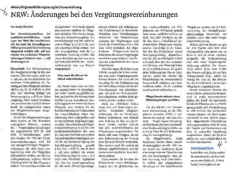 Vorschauseite 1: NRW: Änderungen bei den Vergütungsvereinbarungen