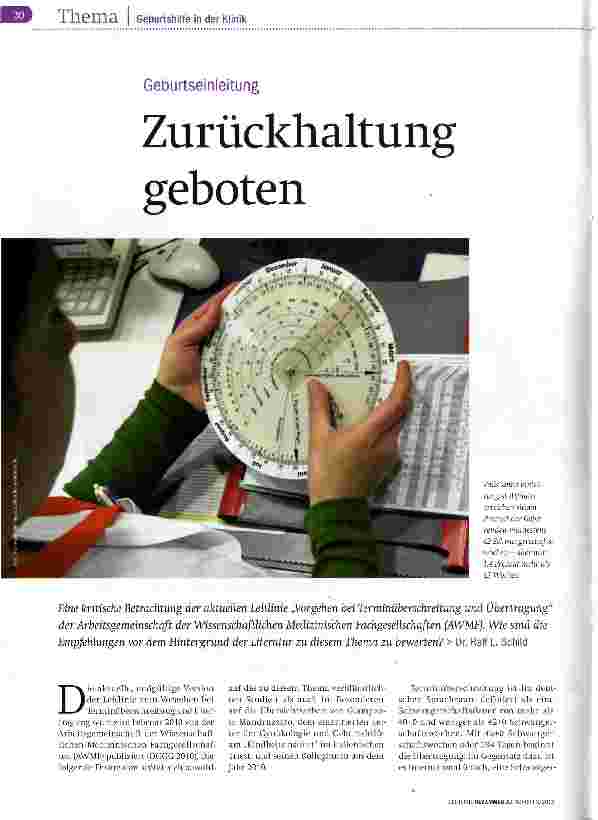 Vorschauseite 1: Geburtseinleitung, Zurückhaltung geboten