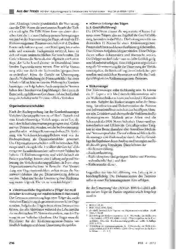 Vorschauseite 2: Risikomanagement für IT-Netzwerke mit Medizinprodukten- Neue DIN EN 80001-1:2011 -