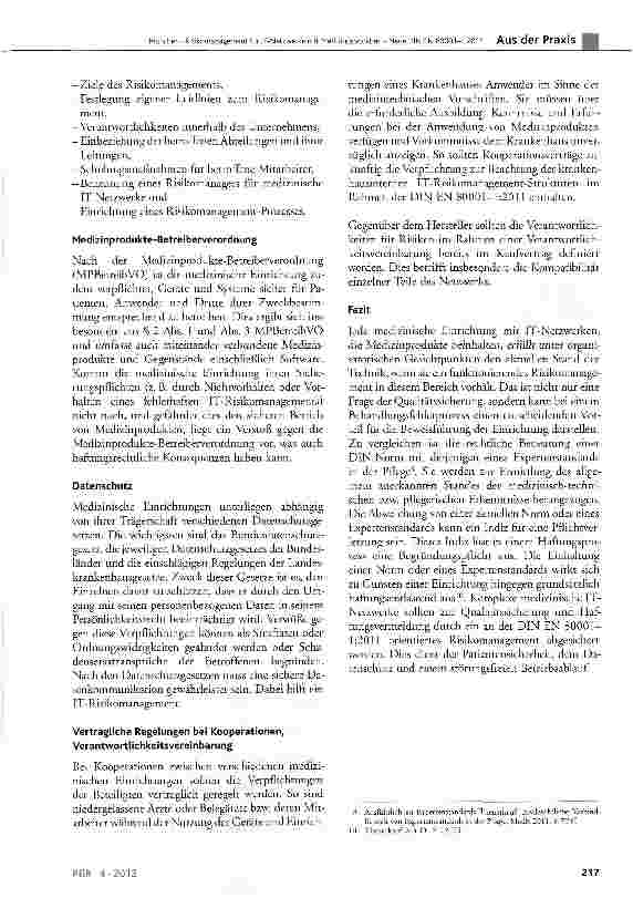 Vorschauseite 3: Risikomanagement für IT-Netzwerke mit Medizinprodukten- Neue DIN EN 80001-1:2011 -