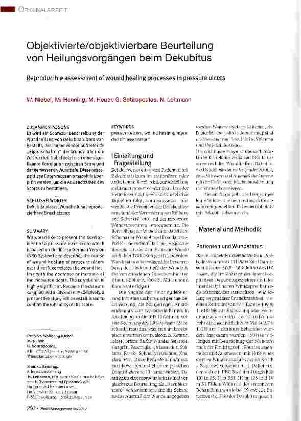 Vorschauseite 1: Objektivierte/objektivierbare Beurteilung von Heilungsvorgängen beim Dekubitus