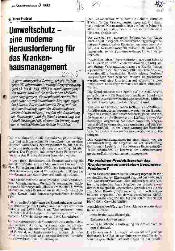 Vorschauseite 1: Umweltschutz - eine moderne Herausforderung für das Krankenhausmanagement