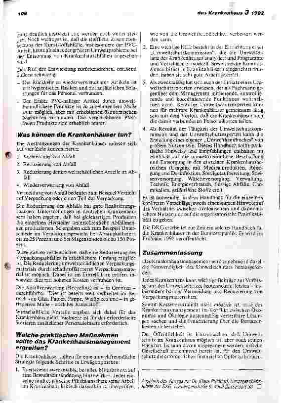 Vorschauseite 2: Umweltschutz - eine moderne Herausforderung für das Krankenhausmanagement