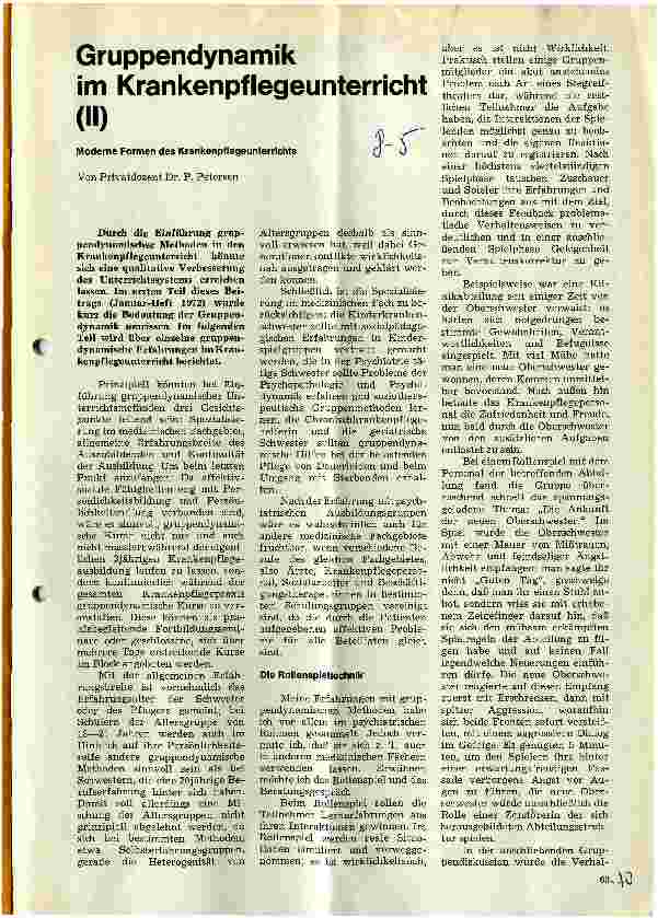 Vorschauseite 1: Gruppendynamik im Krankenpflegeunterricht (II)