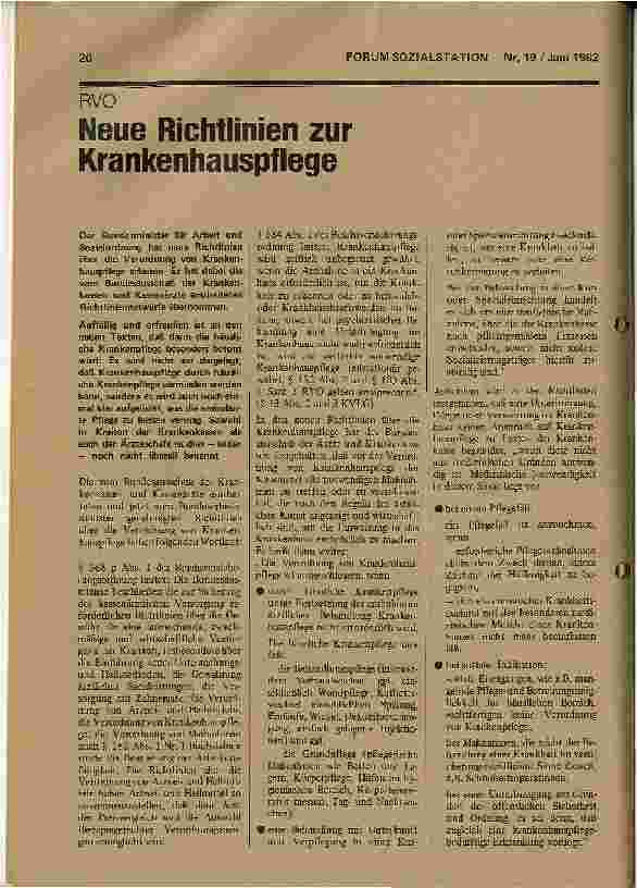 Vorschauseite 1: RVO Neue Richtlinien zur Krankenhauspflege