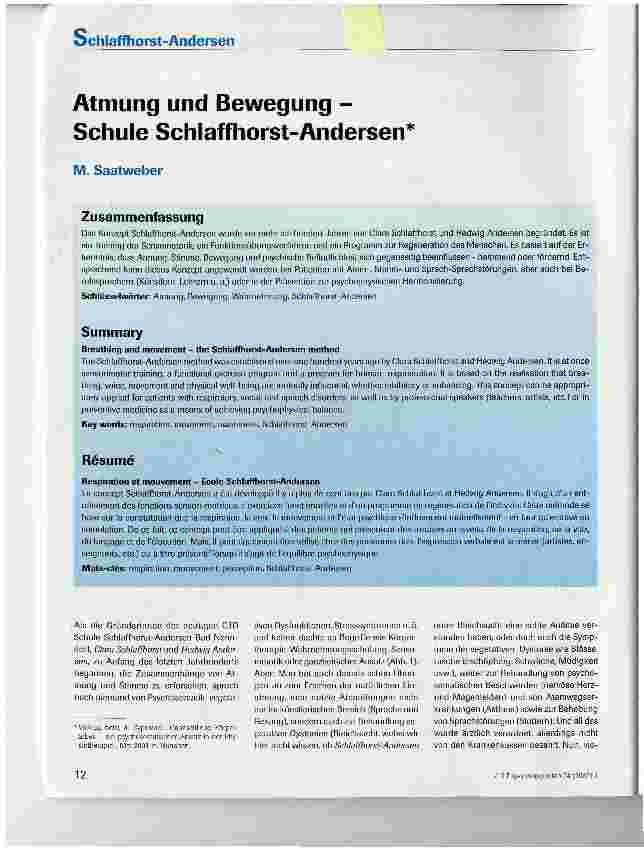 Vorschauseite 1: Atmung und Bewegung -Schule Schlaffhorst-Andersen