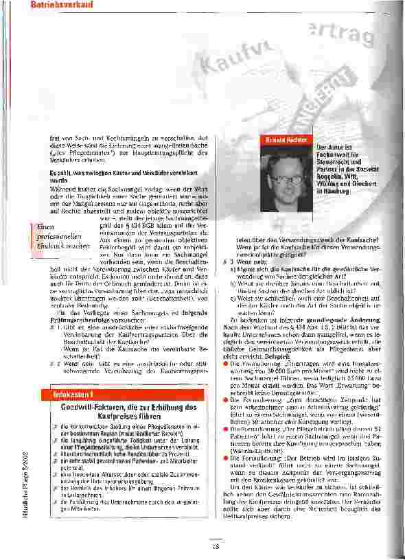 Vorschauseite 3: Schweigen ist Gold Was beim Verkauf des Pflegedienstes zu überdenken und zu beachten ist