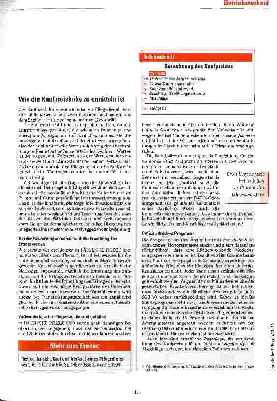 Vorschauseite 4: Schweigen ist Gold Was beim Verkauf des Pflegedienstes zu überdenken und zu beachten ist