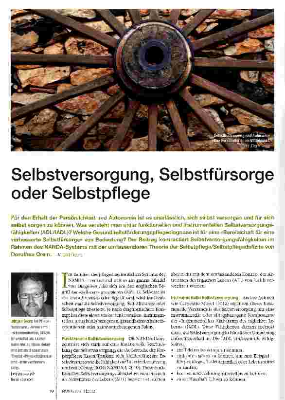 Vorschauseite 1: Selbstversorgung, Selbstfürsorge oder Selbstpflege