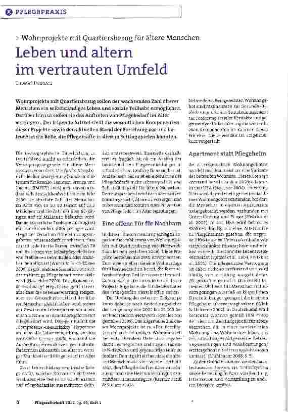 Vorschauseite 1: Leben und altern im vertrauten Umfeld