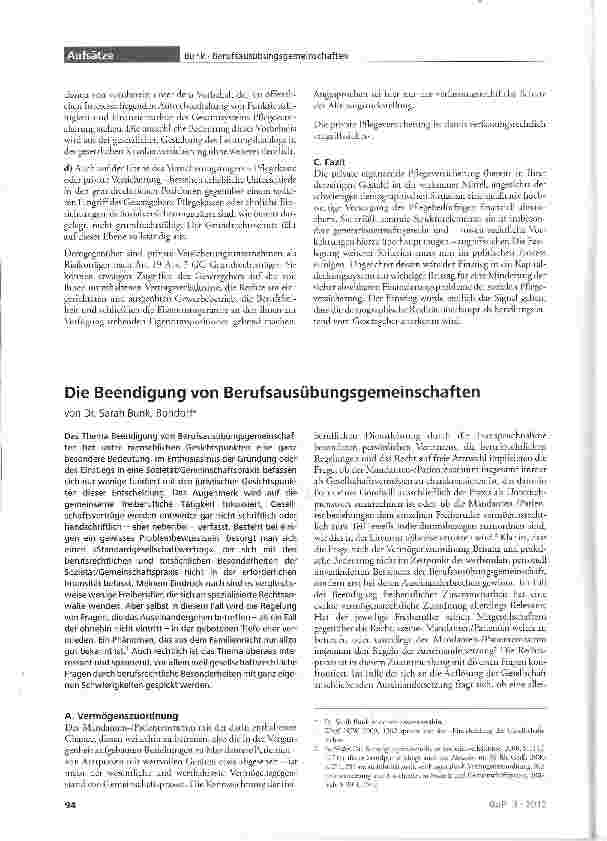 Vorschauseite 1: Die Beendigung von Berufsausübungsgemeinschaften
