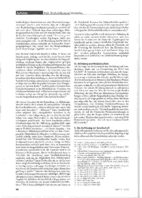 Vorschauseite 5: Die Beendigung von Berufsausübungsgemeinschaften
