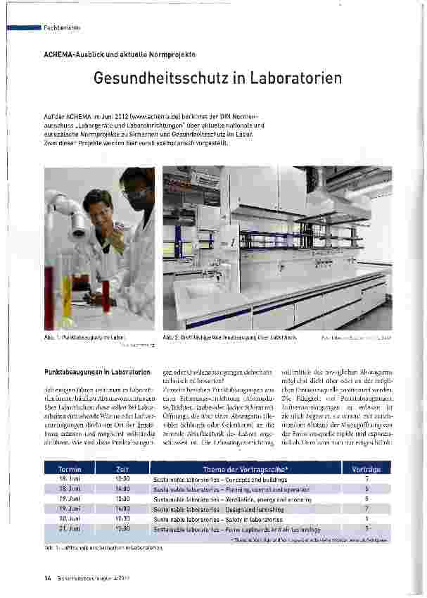 Vorschauseite 1: Gesundheitsschutz in Laboratorien