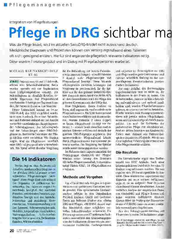 Vorschauseite 1: Pflege in DRG sichtbar machen