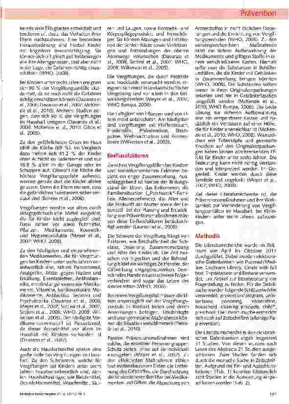 Vorschauseite 2: Prävention von akzidentellen Vergiftungen im Haushalt bei Kindern unter sechs Jahren