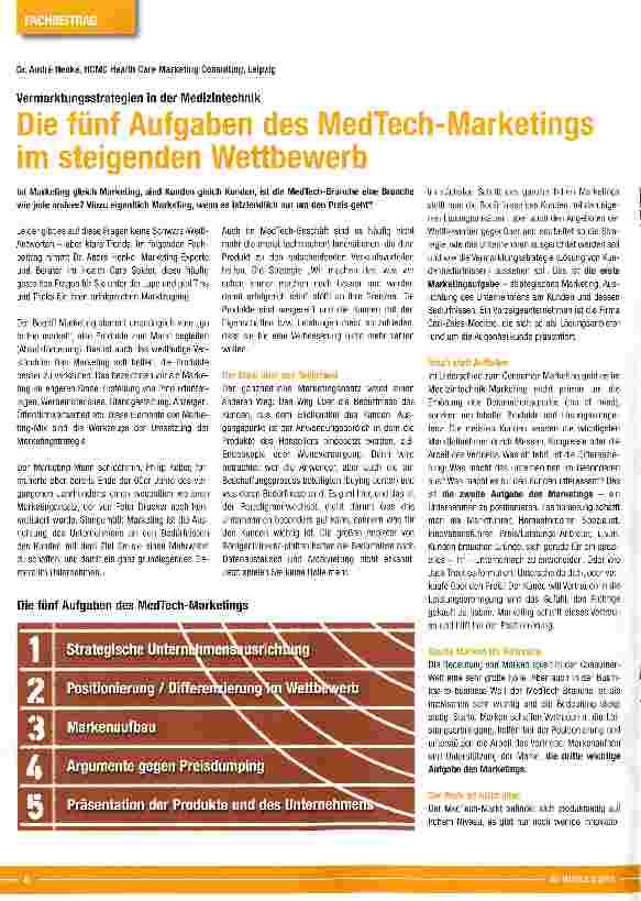 Vorschauseite 1: Die fünf Aufgaben des MedTech-Marketings im steigenden Wettbewerb
