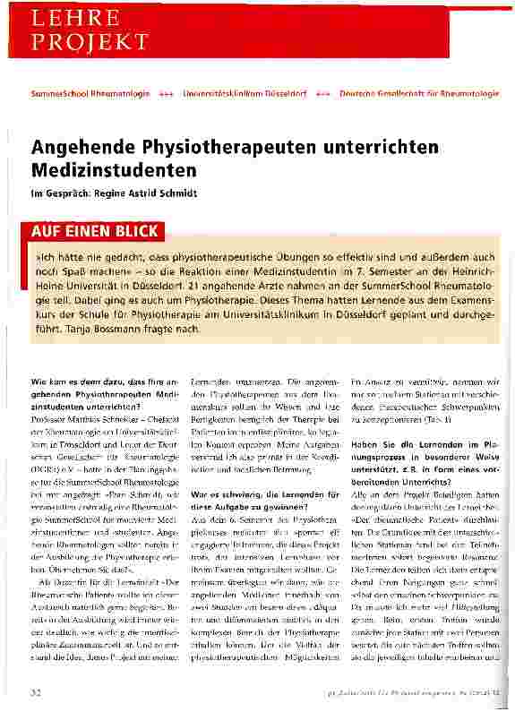 Vorschauseite 1: Angehende Physiotherapeuten unterrichten Medizinstudenten