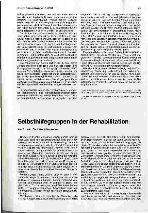 Vorschauseite 1: Selbsthilfegruppen in der Rehabilitation
