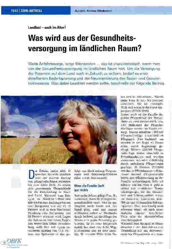 Vorschauseite 1: Was wird aus der Gesundheitsversorgung im ländlichen Raum?