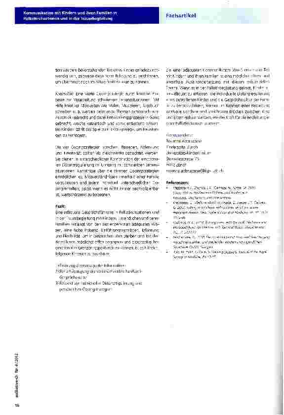 Vorschauseite 4: Kommunikation mit Kindern und ihren Familien in Palliativsituationen und in der Trauerbegleitung