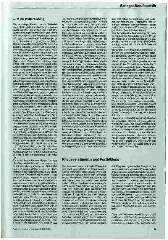 Vorschauseite 2: Qualifikationsstrukturen für die Pflegeberufe Weiterbildung muß sein!