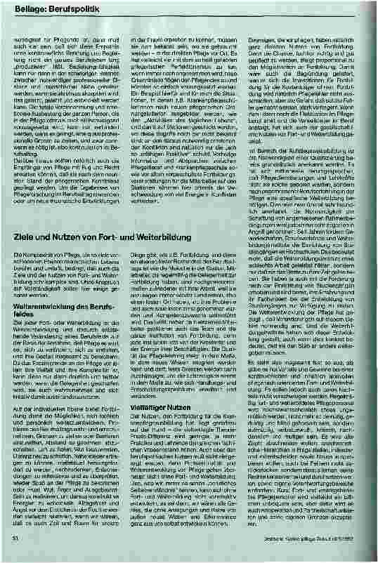 Vorschauseite 3: Qualifikationsstrukturen für die Pflegeberufe Weiterbildung muß sein!