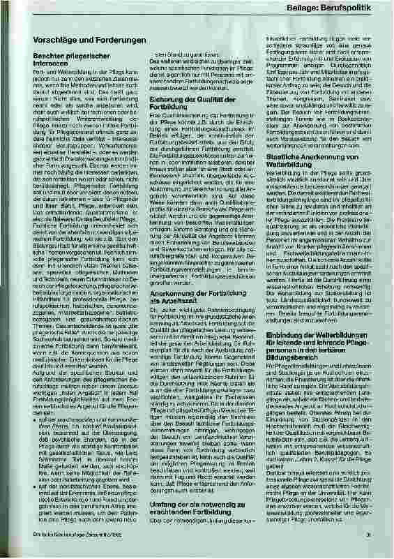 Vorschauseite 4: Qualifikationsstrukturen für die Pflegeberufe Weiterbildung muß sein!