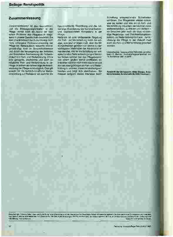 Vorschauseite 5: Qualifikationsstrukturen für die Pflegeberufe Weiterbildung muß sein!