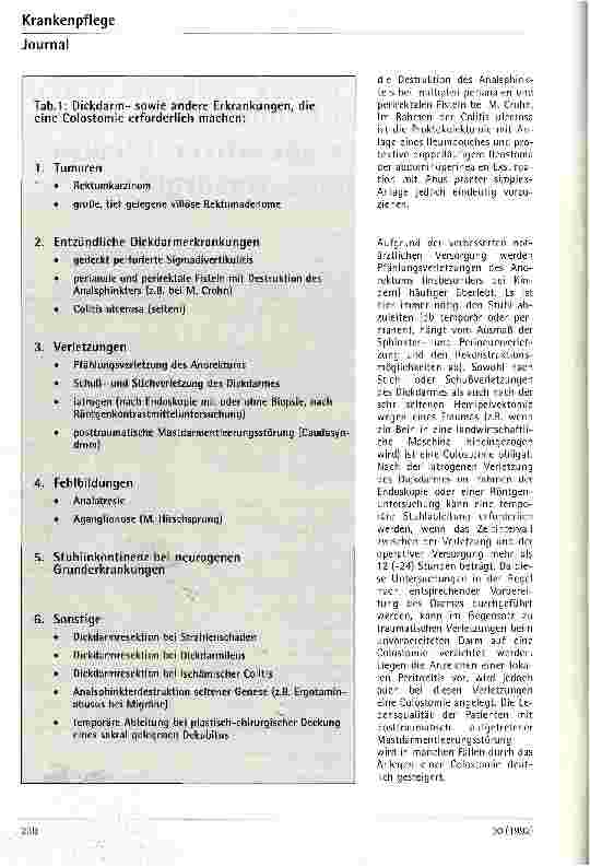 Vorschauseite 2: Welche Erkrankungen werden in der operativen Medizin mit einem Stoma versorgt?