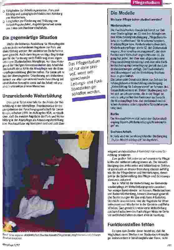 Vorschauseite 4: Pflegestudium ja, aber gemeinsam Plädoyer für eine arbeitsfeldbezogene Spezialisierung