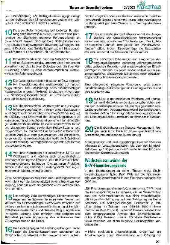 Vorschauseite 2: 25. Deutscher Krankenhaustag: Gesundheitspolitik - Anspruch und Wirklichkeit 20 Thesen von Professor Dr. Eberhard Wille zum Thema Solidarität, Wettbewerb und integrierte Versorgun…