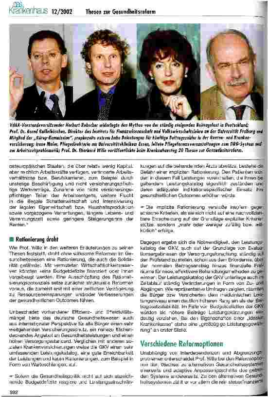 Vorschauseite 3: 25. Deutscher Krankenhaustag: Gesundheitspolitik - Anspruch und Wirklichkeit 20 Thesen von Professor Dr. Eberhard Wille zum Thema Solidarität, Wettbewerb und integrierte Versorgun…