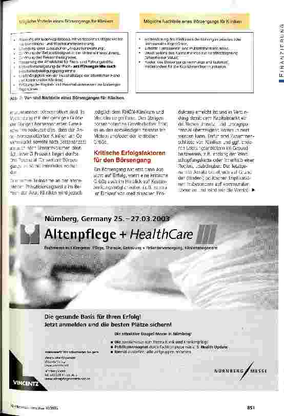 Vorschauseite 5: Kliniken vor dem Börsengang Kritische Erfolgsfaktoren einer attraktiven Finanzierungsalternative